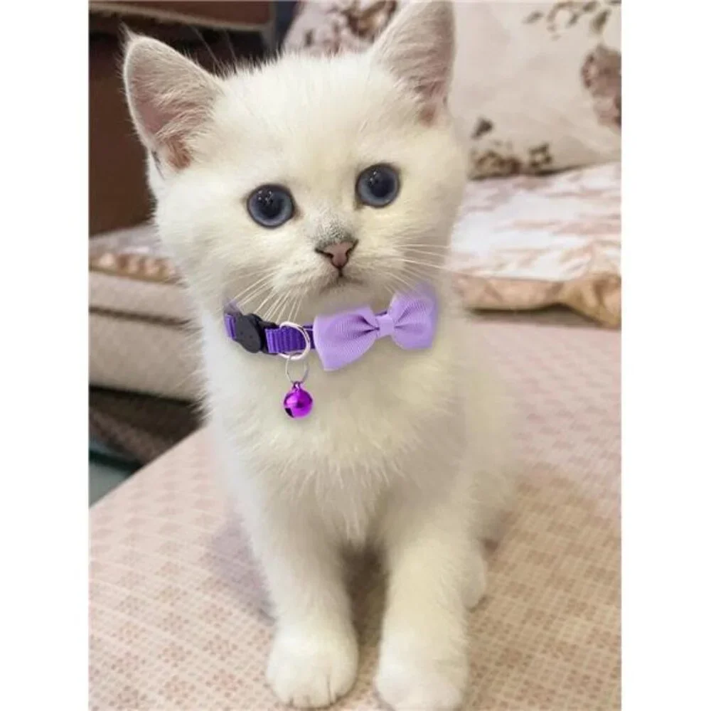 16 PCS Cute Cat Collar with Bells Kitten Collars for Girls Pink Cat Collar
